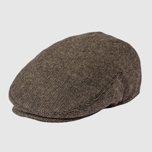 Casquette plate homme – motif chevrons, esprit tweed