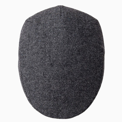 Casquette plate homme – motif chevrons, esprit tweed