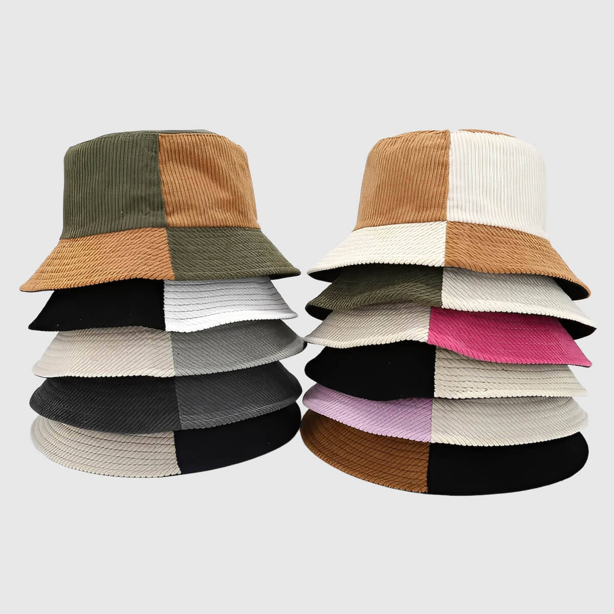 Chapeau bob en velours côtelé à couleurs contrastées