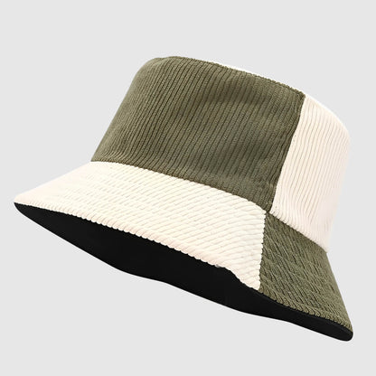 Chapeau bob en velours côtelé à couleurs contrastées