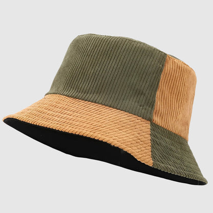 Chapeau bob en velours côtelé à couleurs contrastées