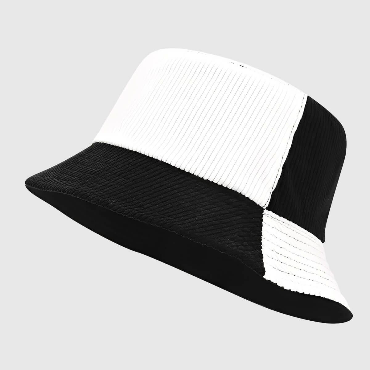 Chapeau bob en velours côtelé à couleurs contrastées