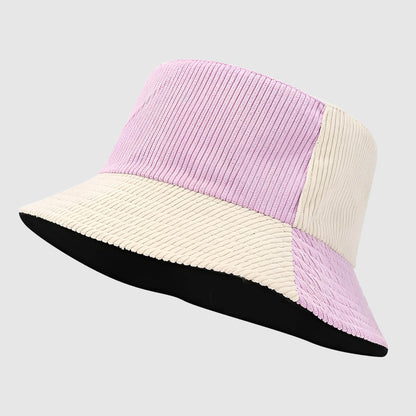 Chapeau bob en velours côtelé à couleurs contrastées