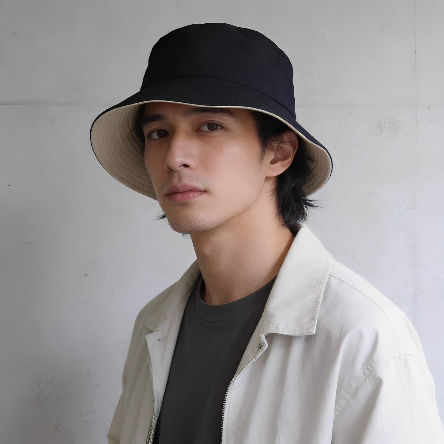 Chapeau bob réversible à large bord unisexe