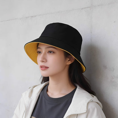 Chapeau bob réversible à large bord unisexe