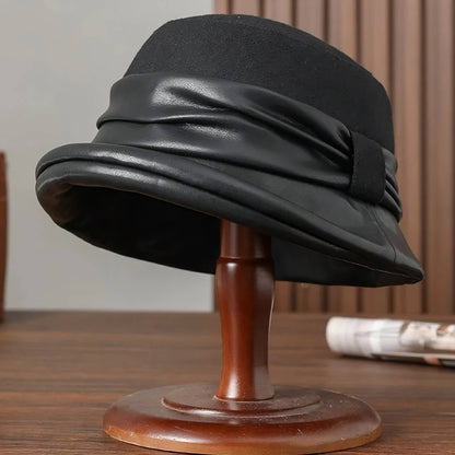 Chapeau cloche en feutre de laine pour femme
