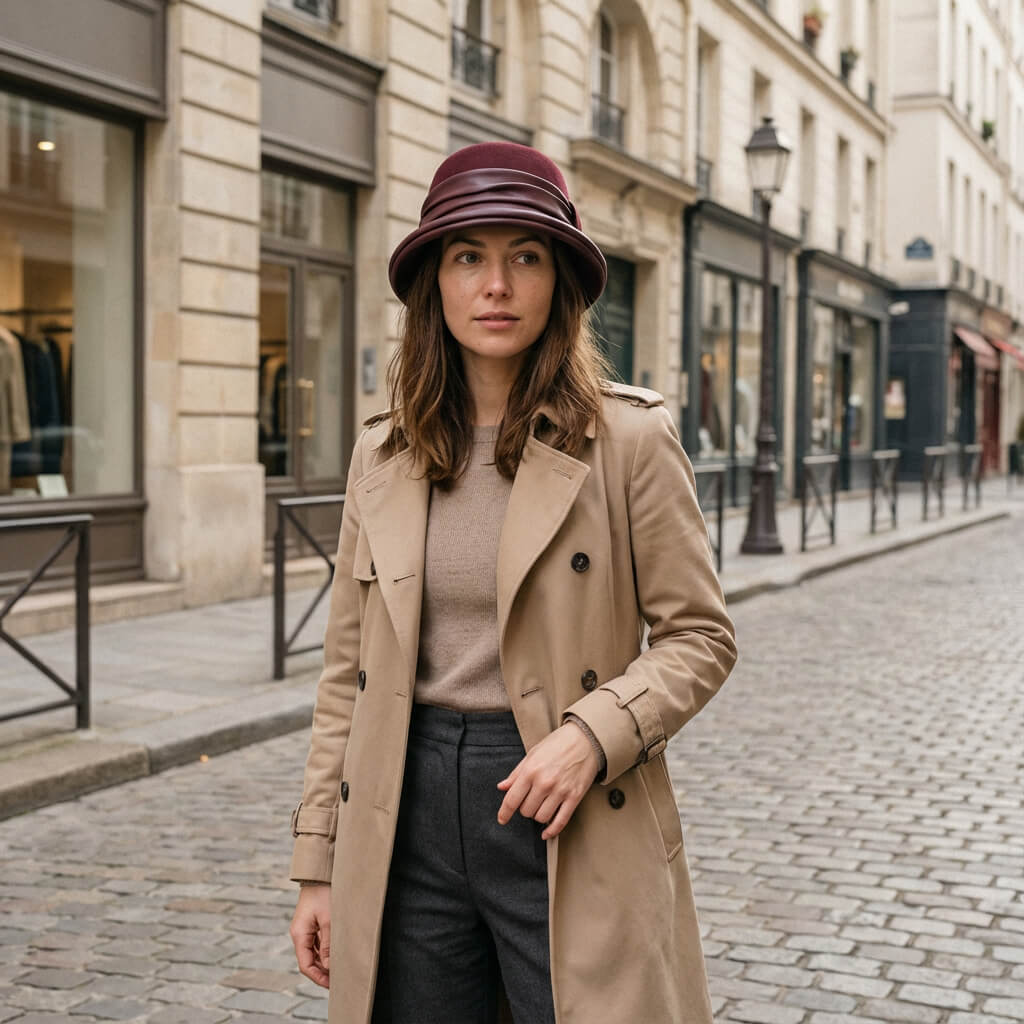 Chapeau cloche en feutre de laine pour femme