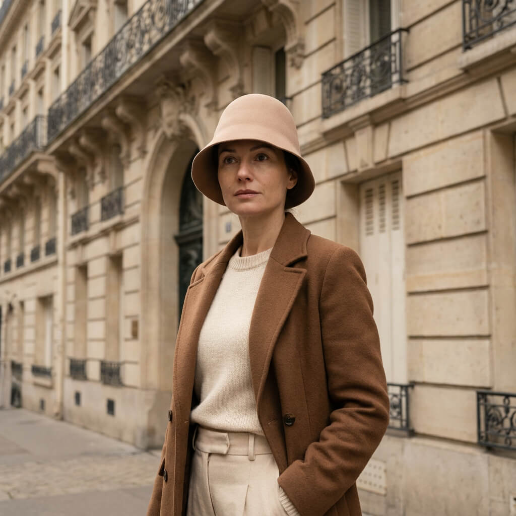 Chapeau cloche en feutre de laine pour femme