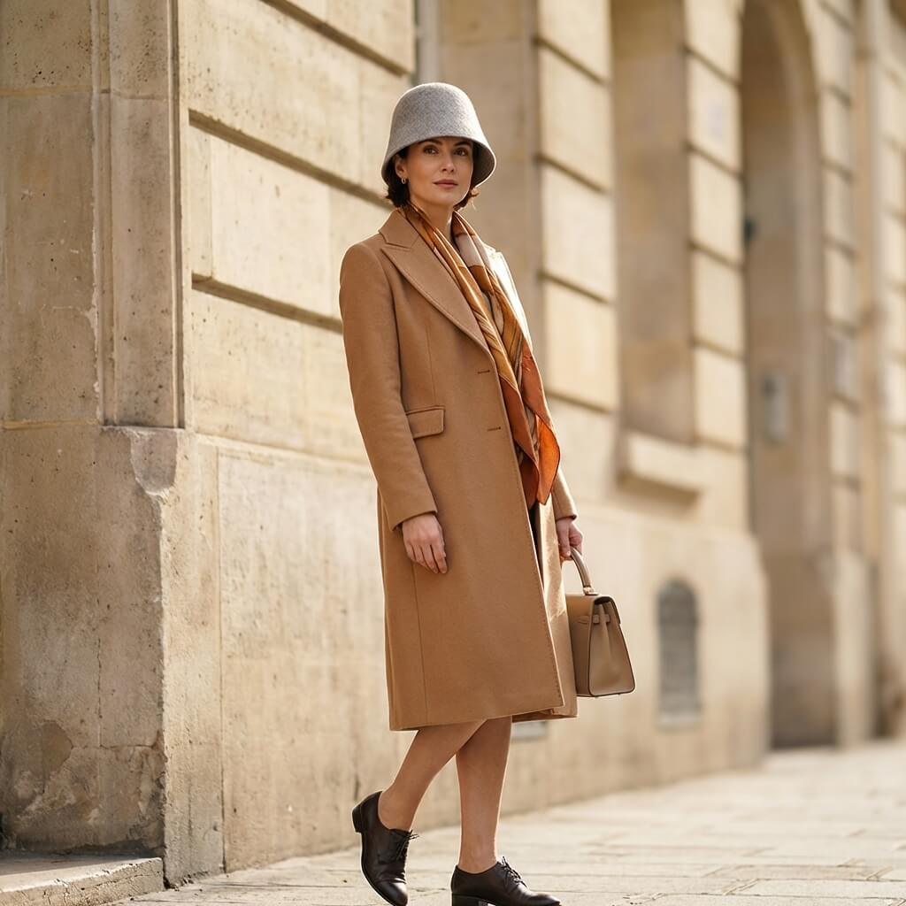 Chapeau cloche en laine à bord court pour femme