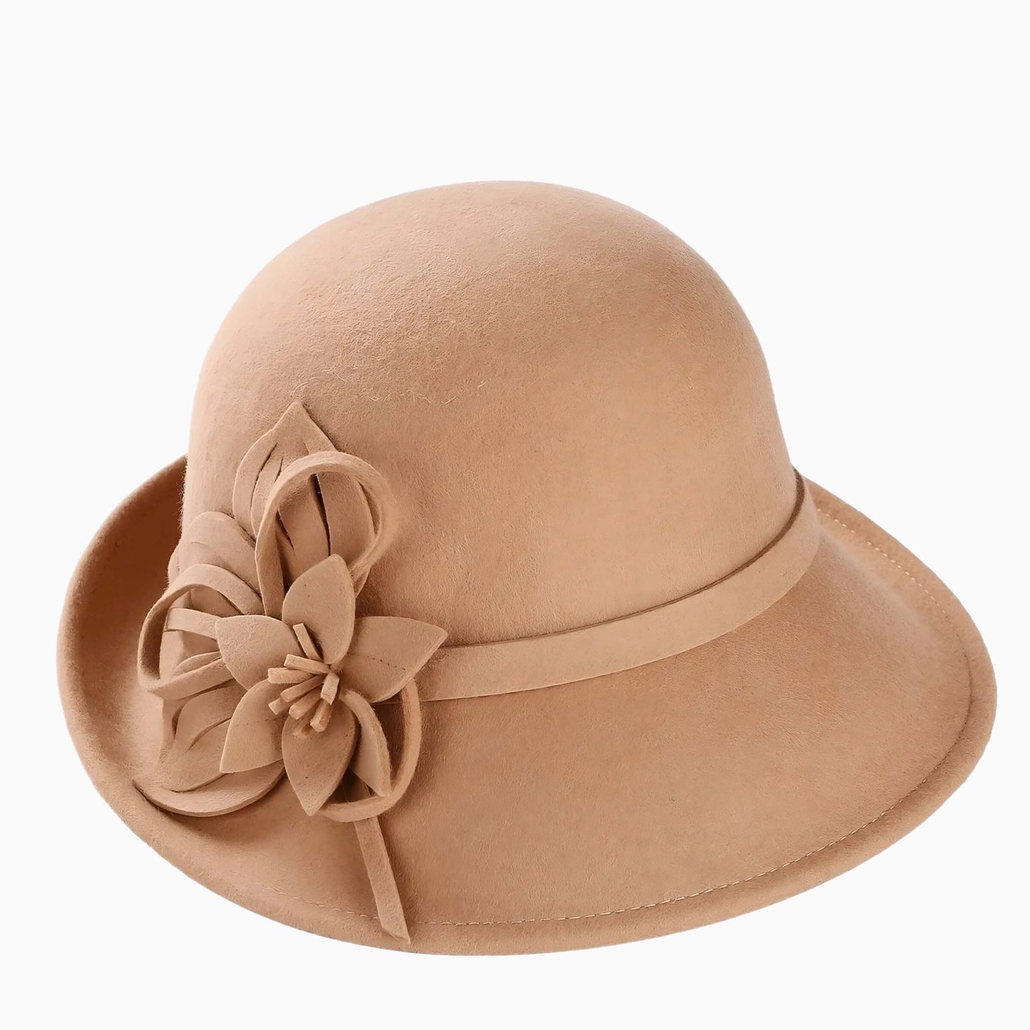 Chapeau cloche en laine pour femme façon fascinator