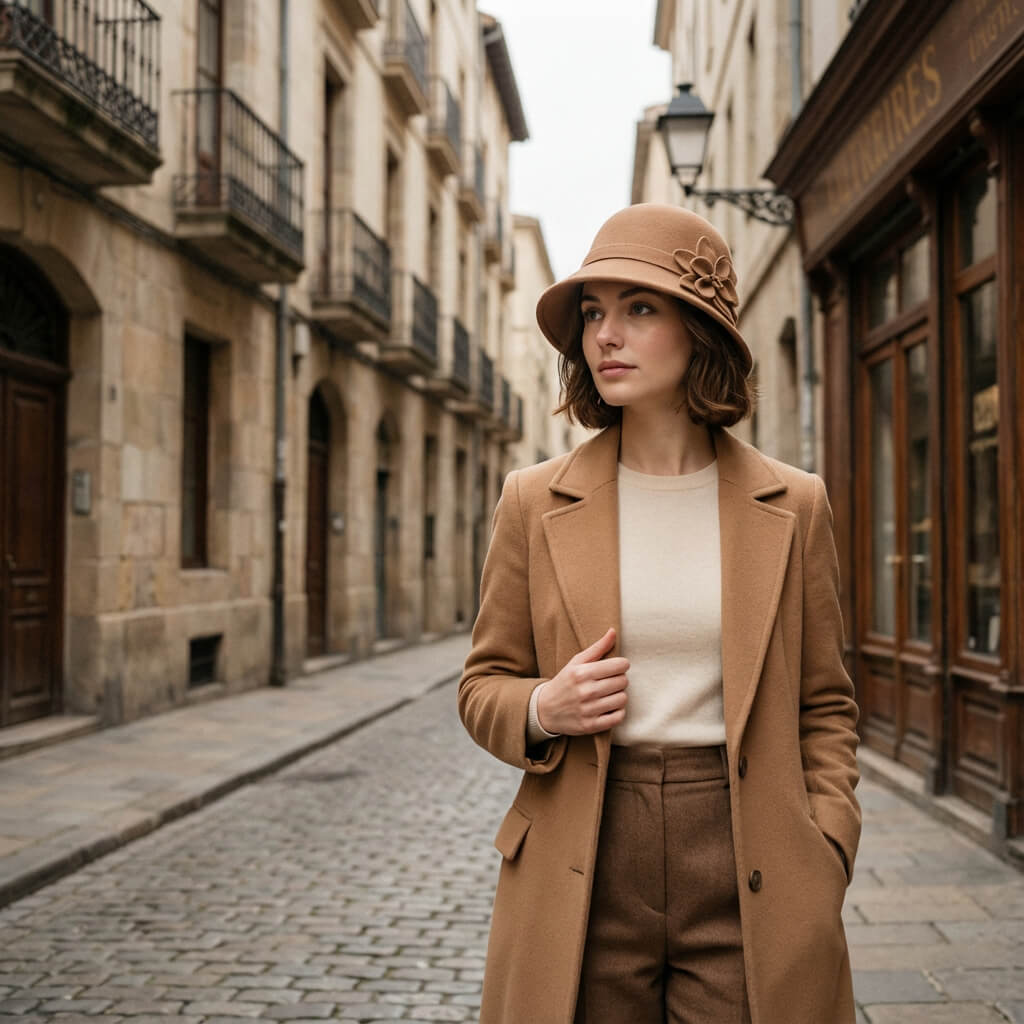 Chapeau cloche en laine pour femme façon fascinator