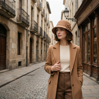 Chapeau cloche en laine pour femme façon fascinator