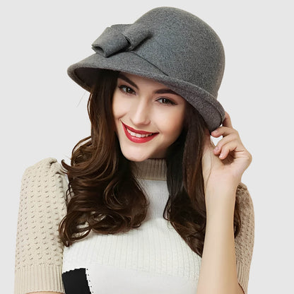 Chapeau cloche en laine style Gatsby pour femme