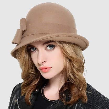 Chapeau cloche en laine style Gatsby pour femme