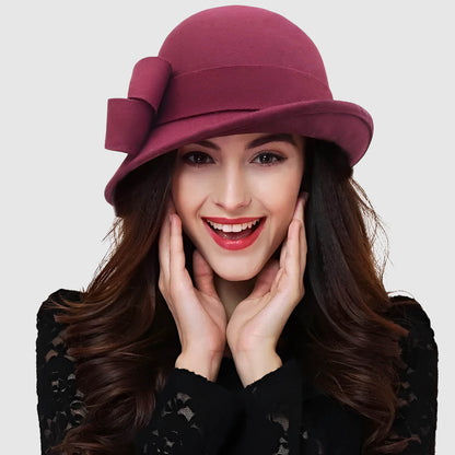 Chapeau cloche en laine style Gatsby pour femme
