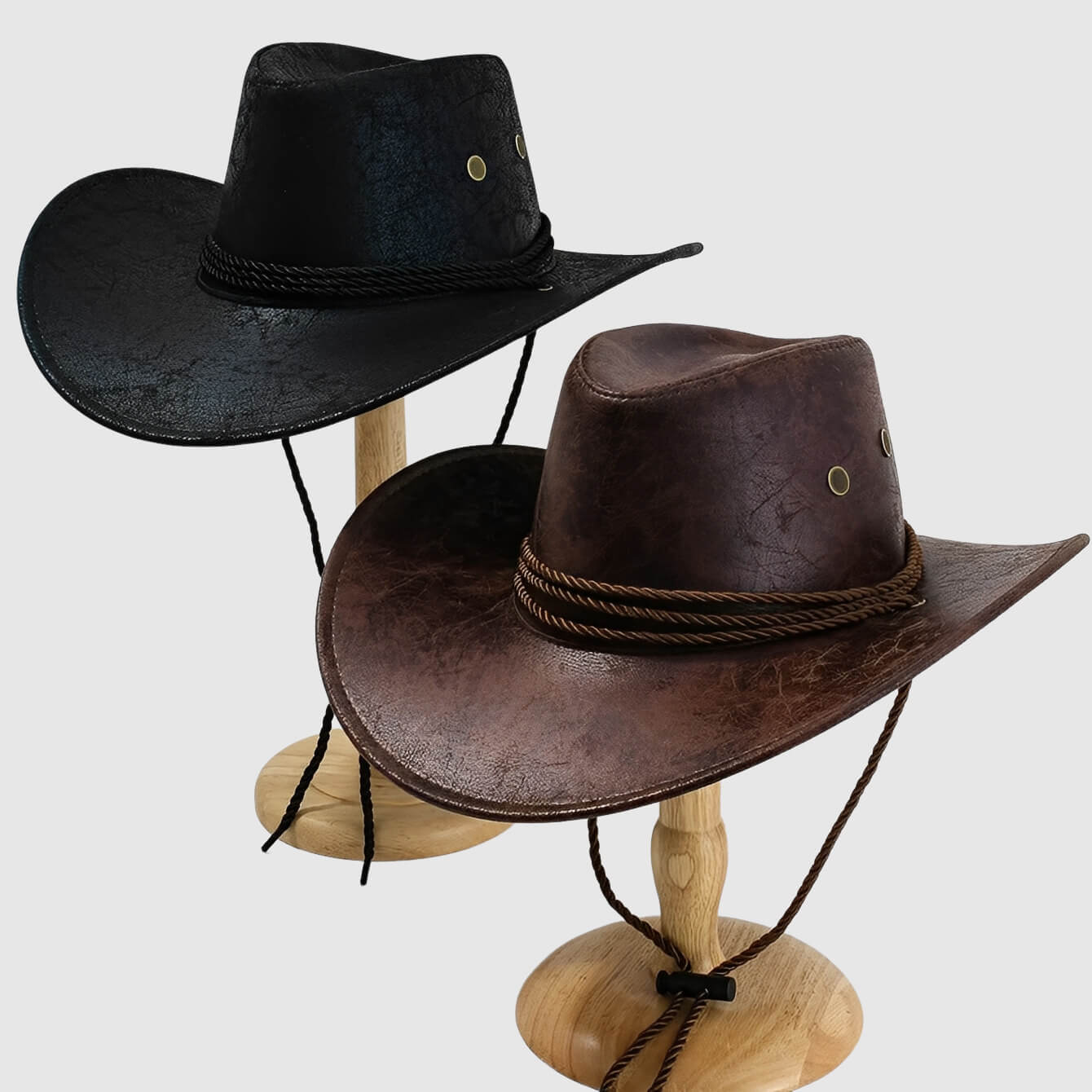 Chapeau cowboy à large bord en simili cuir