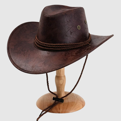 Chapeau cowboy à large bord en simili cuir