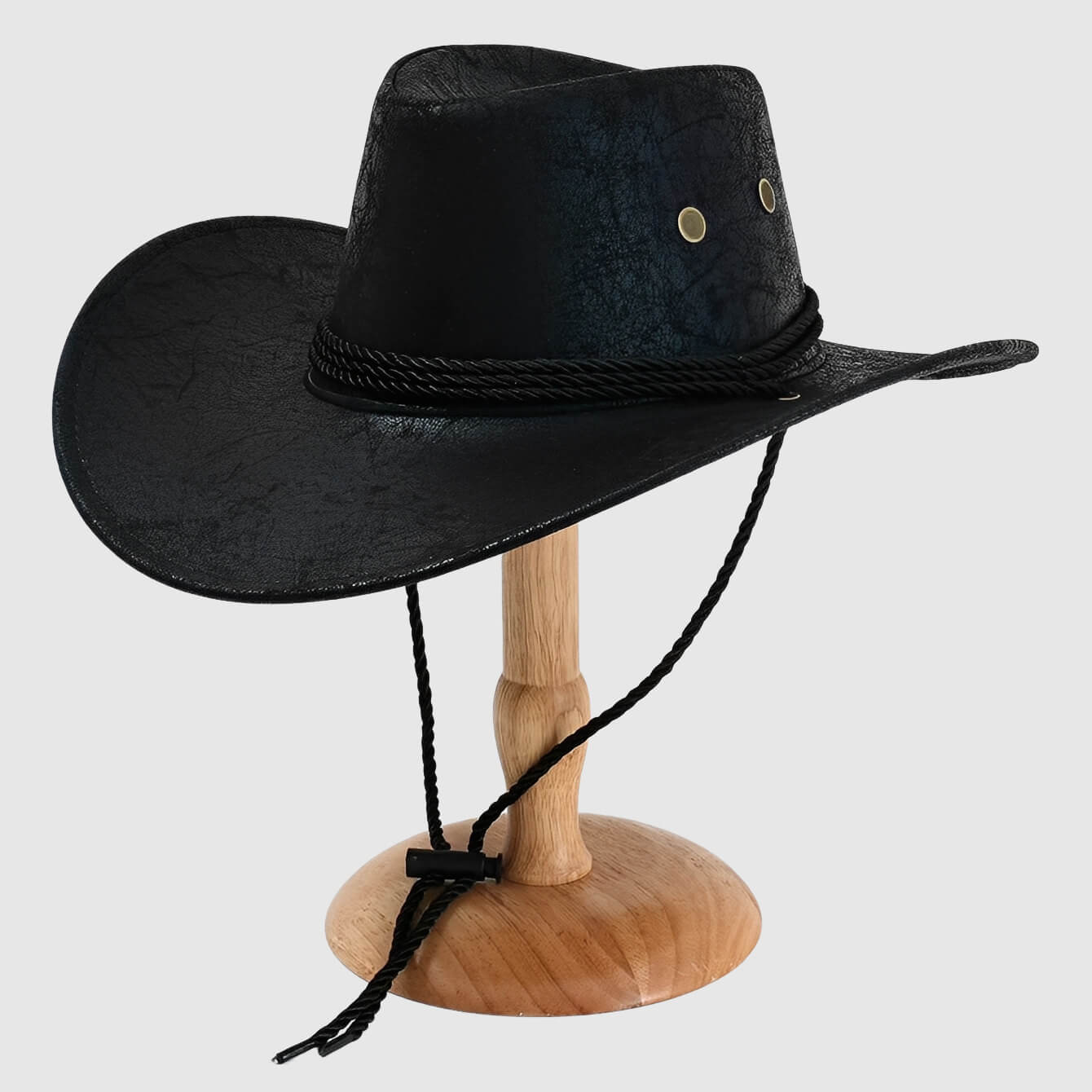 Chapeau cowboy à large bord en simili cuir
