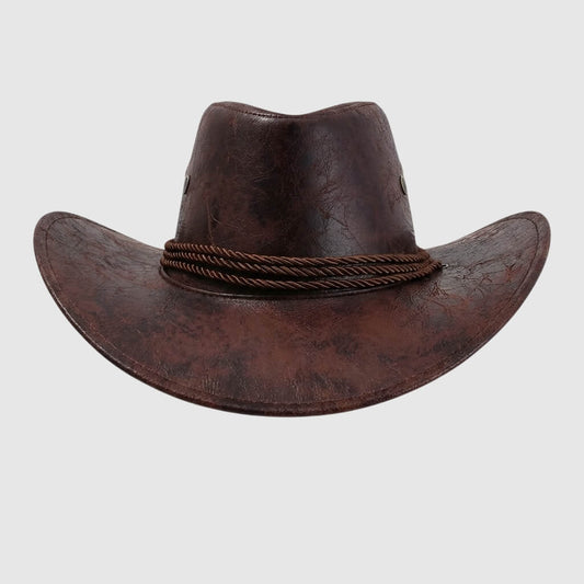 Chapeau cowboy à large bord en simili cuir
