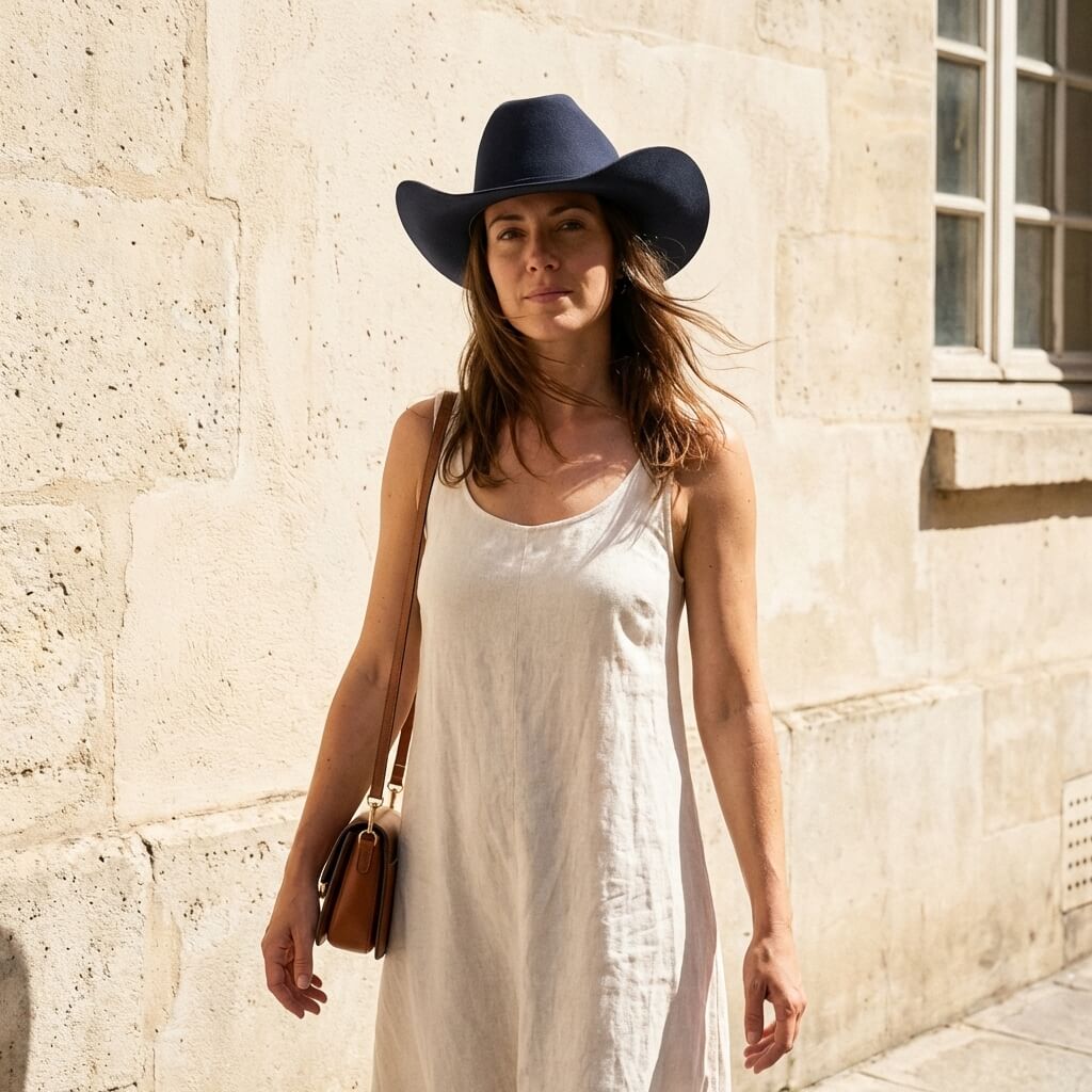 Chapeau cowboy en laine avec ceinture - unisexe