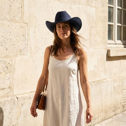 Chapeau cowboy en laine avec ceinture - unisexe