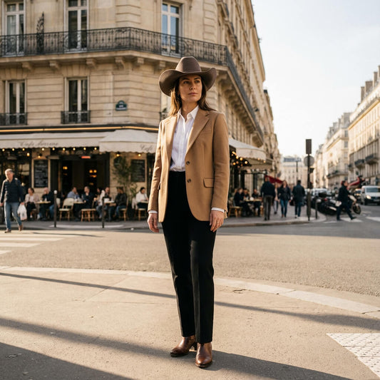 Chapeau cowboy en laine avec ceinture - unisexe