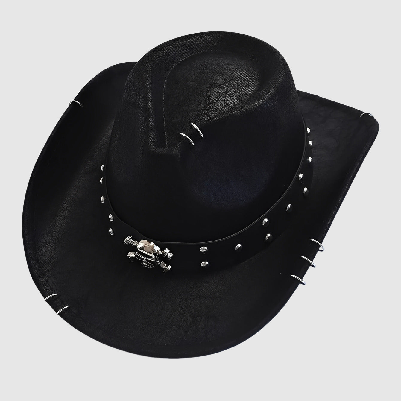 Chapeau cowboy en simili cuir à large bord