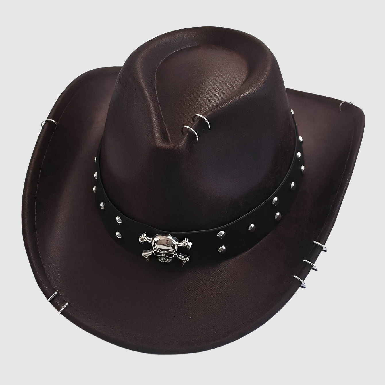 Chapeau cowboy en simili cuir à large bord