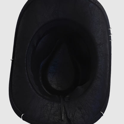 Chapeau cowboy en simili cuir à large bord
