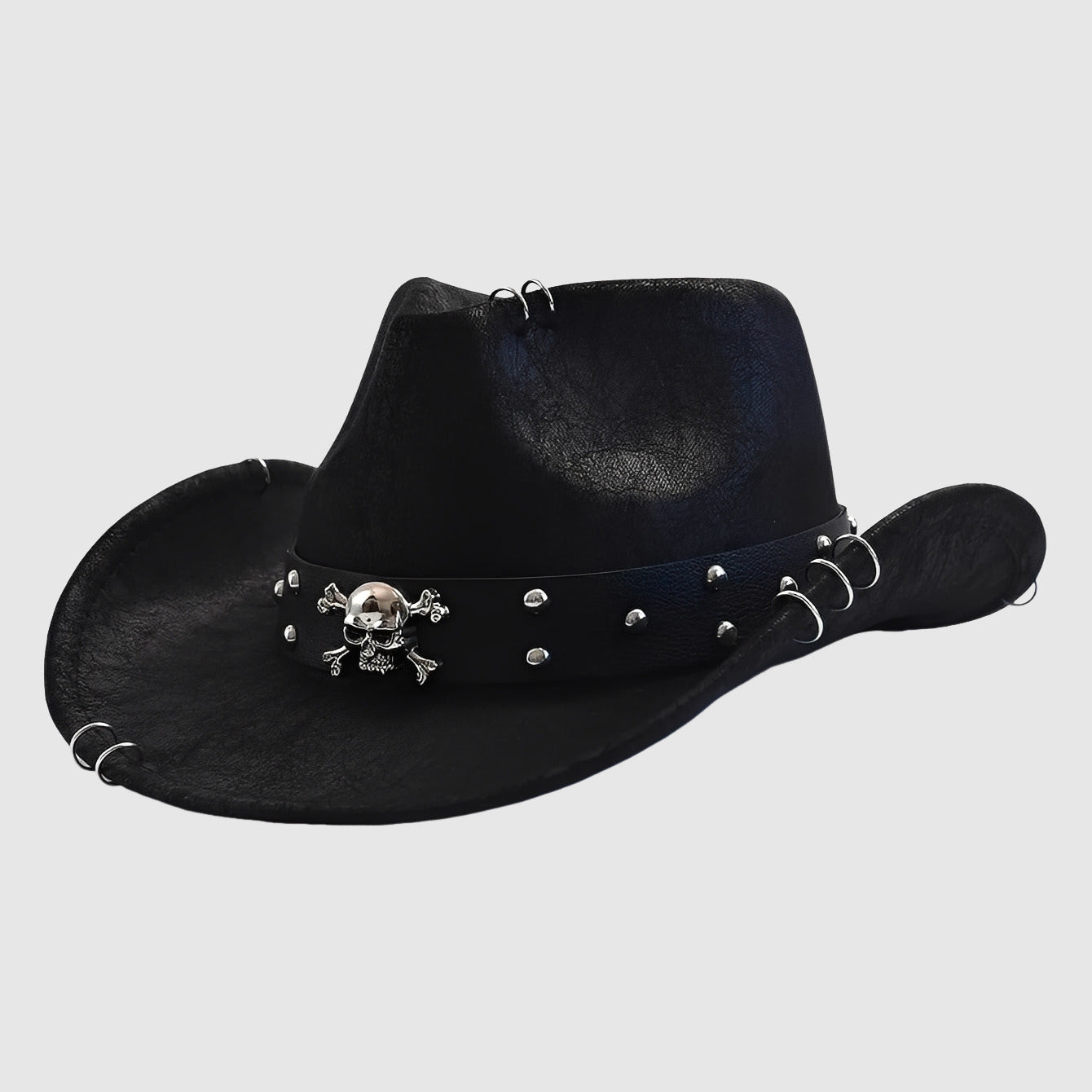 Chapeau cowboy en simili cuir à large bord