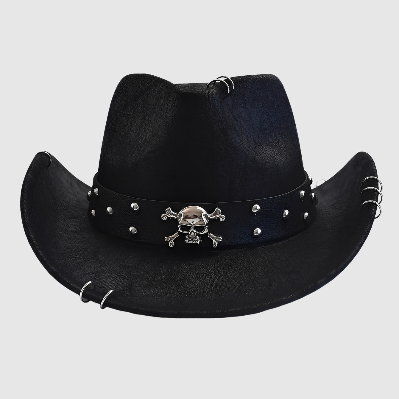 Chapeau cowboy en simili cuir à large bord
