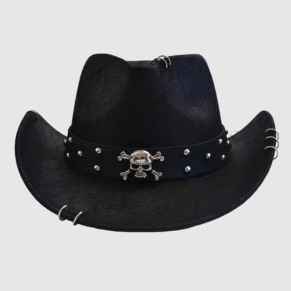 Chapeau cowboy en simili cuir à large bord
