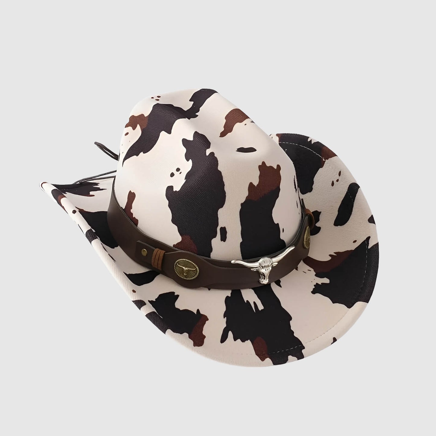 Chapeau cowboy imprimé vachette unisexe à large bord
