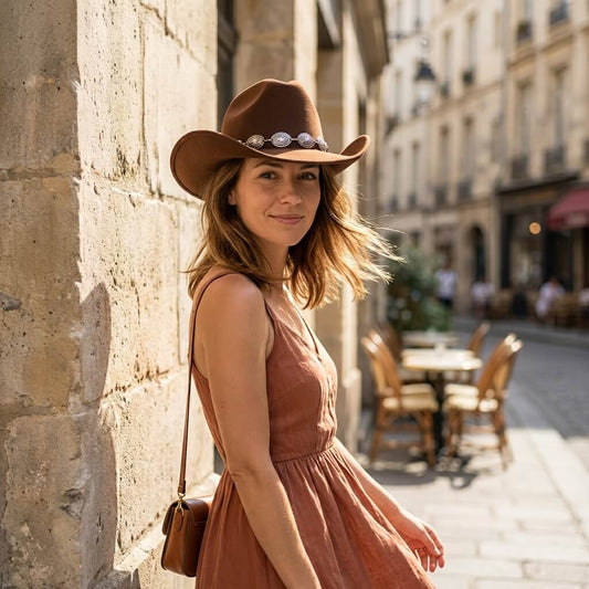 Chapeau cowboy pour femme à large bord