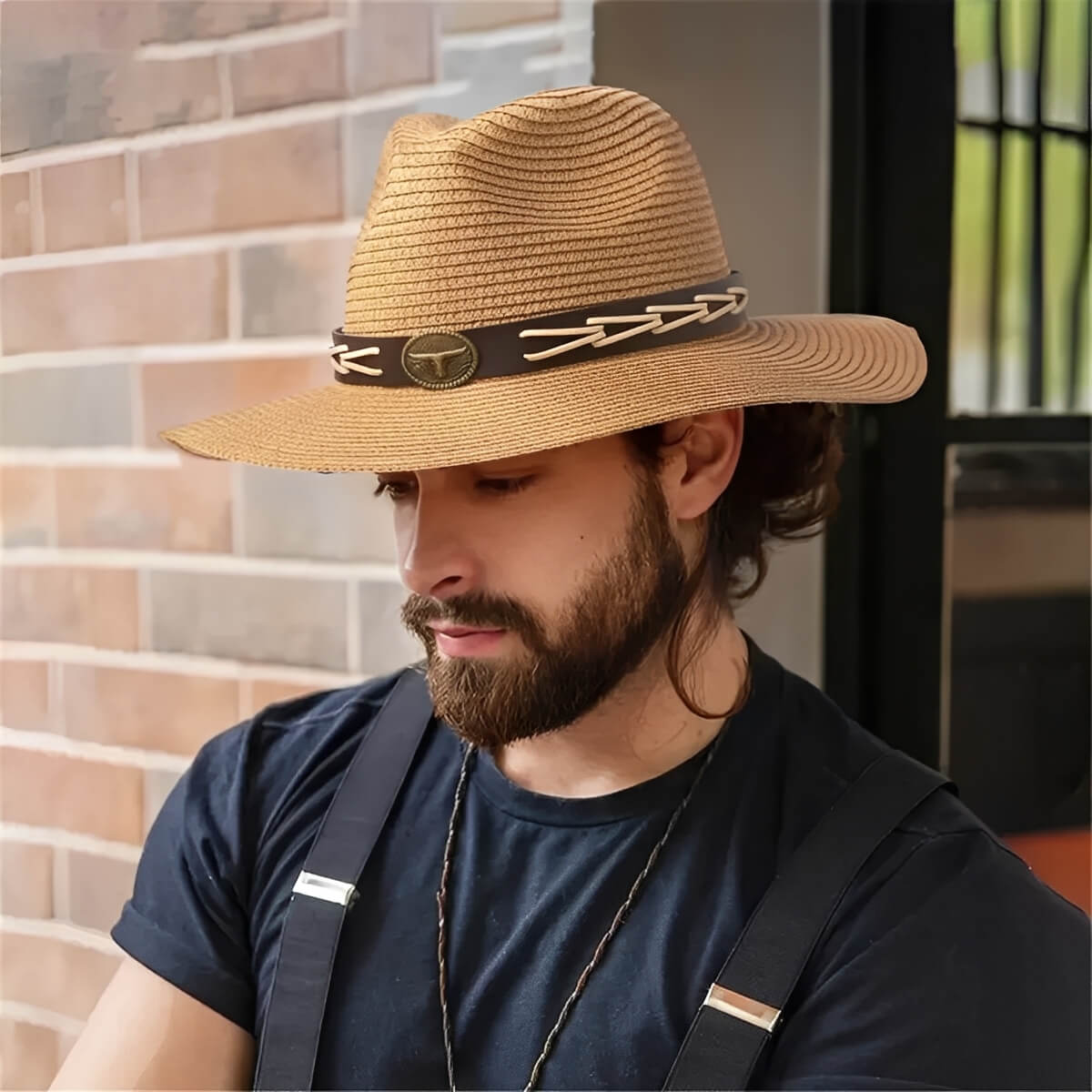 Chapeau de cowboy à large bord avec ceinture