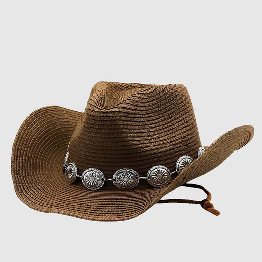 Chapeau de cowboy en paille ajourée - unisexe