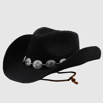 Chapeau de cowboy en paille ajourée - unisexe