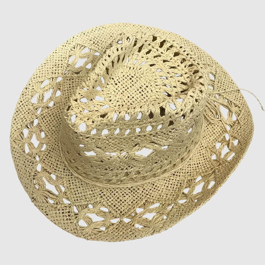 Chapeau de cowboy en paille ajourée
