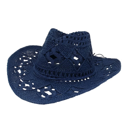 Chapeau de cowboy en paille ajourée