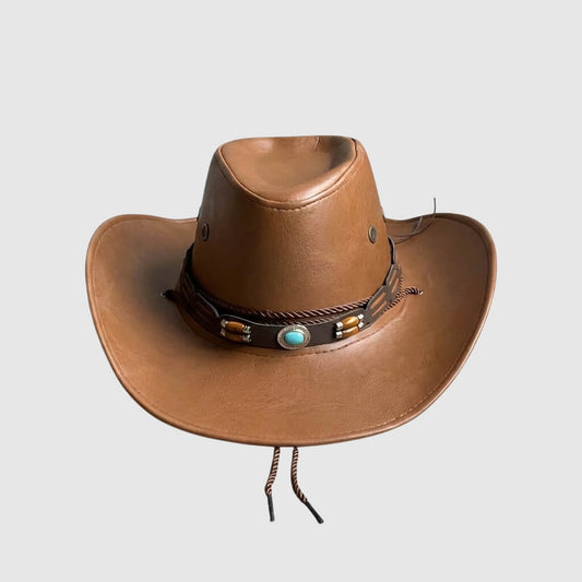 Chapeau de cowboy unisexe en faux cuir