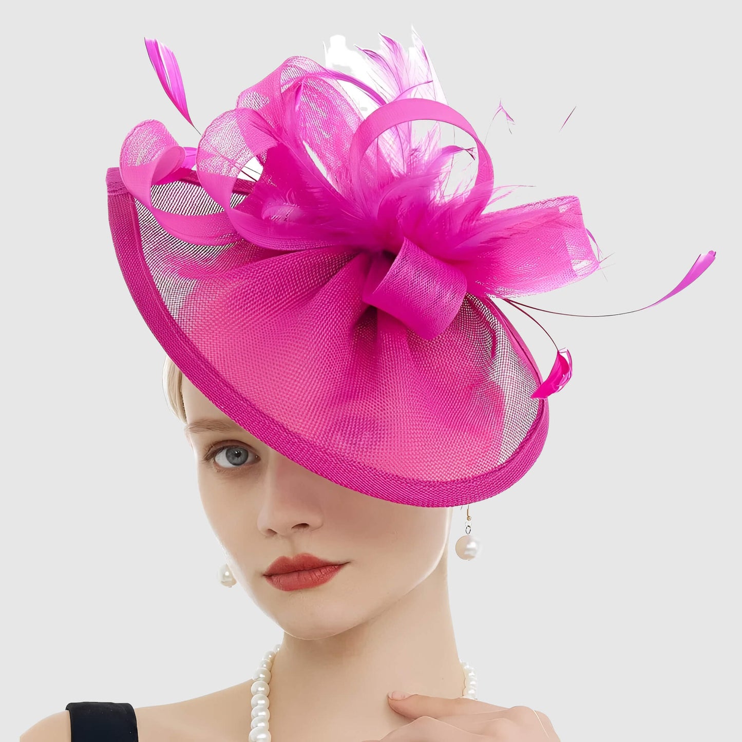 Chapeau de mariage avec plume et fleur