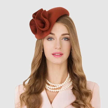 Chapeau de mariage en feutre de laine pour femme