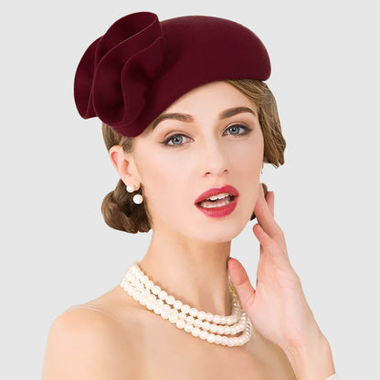 Chapeau de mariage en feutre de laine pour femme