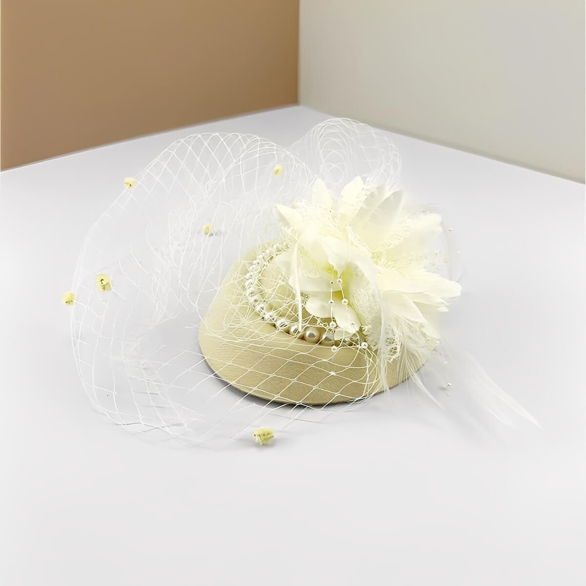 Chapeau de mariage rétro français avec voilette