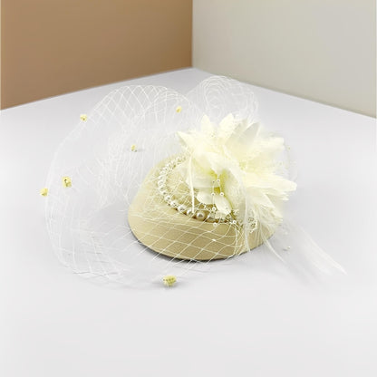 Chapeau de mariage rétro français avec voilette
