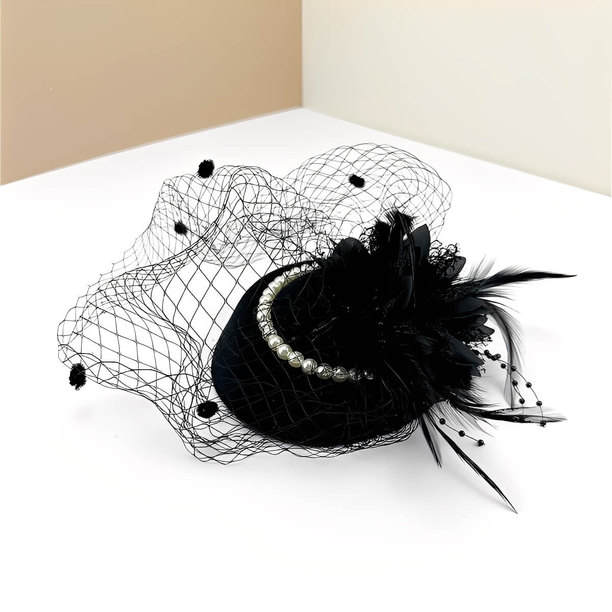 Chapeau de mariage rétro français avec voilette