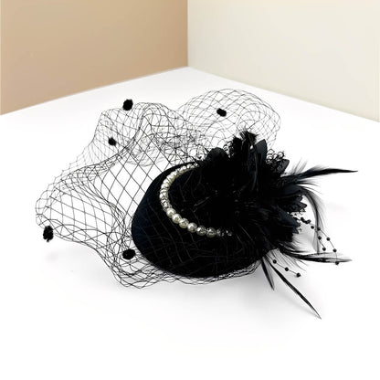 Chapeau de mariage rétro français avec voilette