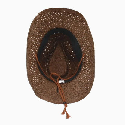Chapeau de paille cowboy vintage unisexe à large bord