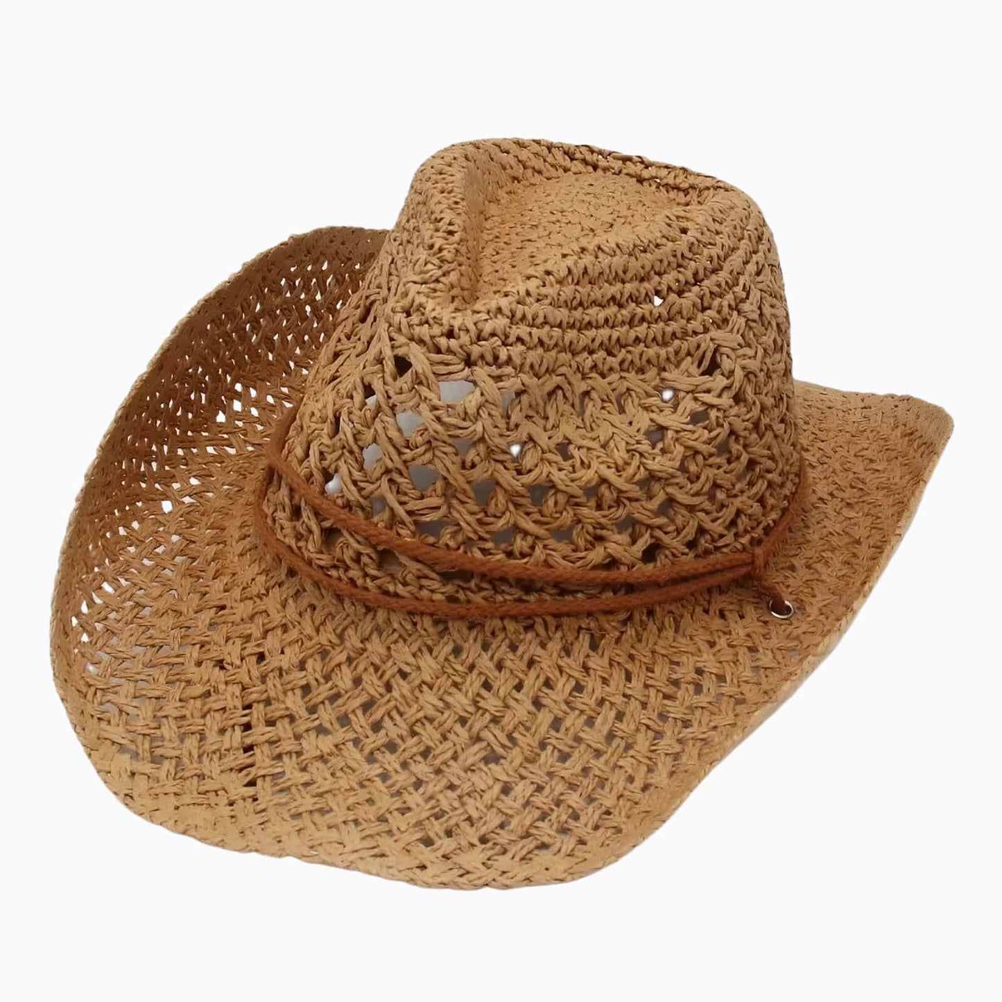 Chapeau de paille cowboy vintage unisexe à large bord