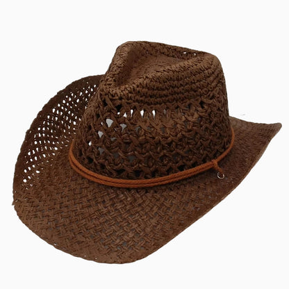 Chapeau de paille cowboy vintage unisexe à large bord